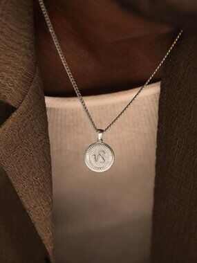 Men's Silver Capricorn Pendant Necklace